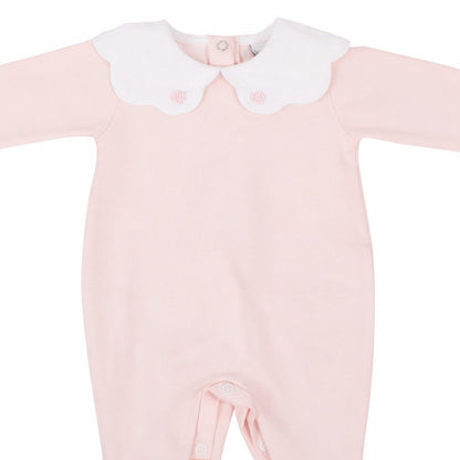 Tutina Neonata In Cotone Con Ricamato Al Colletto Rosa Klaiadì K195TJ -  - DarSaGiocattoli