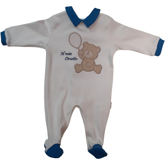 Tutina Neonato Bianco e Azzurro Fantasia Orsetto Les Jolies LJ - 341 - 8058258637693 - DarSaGiocattoli