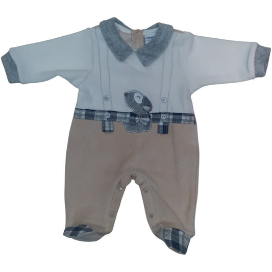 Tutina Neonato In Ciniglia I Batuffolini Beige - DarSaGiocattoli