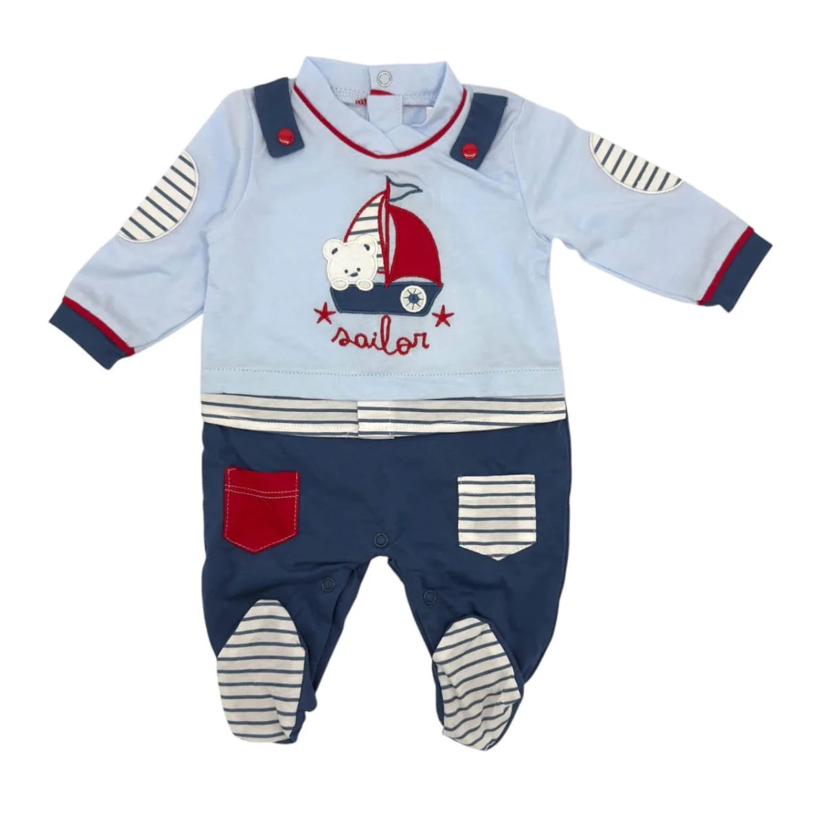 Tutina Neonato In Cotone Celeste BidiBimbo T1695 - 8058480508921 - DarSaGiocattoli