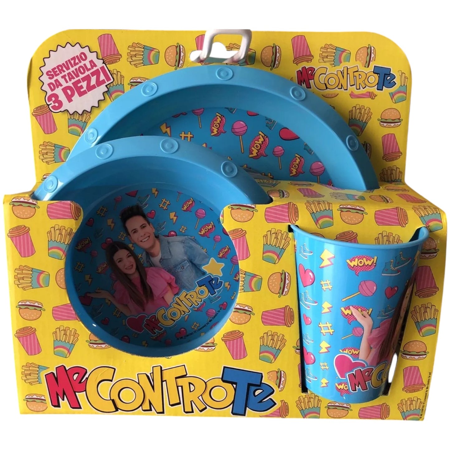 Me Contro Te Set 3 Pezzi Bicchiere Piatto Fondo e Piano Real Trade