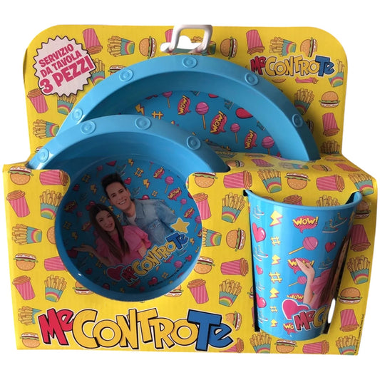 Me Contro Te Set 3 Pezzi Bicchiere Piatto Fondo e Piano Real Trade