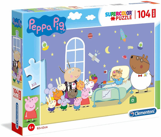 Clementoni Peppa Pig Supercolor Puzzle Pig-104 pezzi Maxi Multicolore 23735 - DarSaGiocattoli