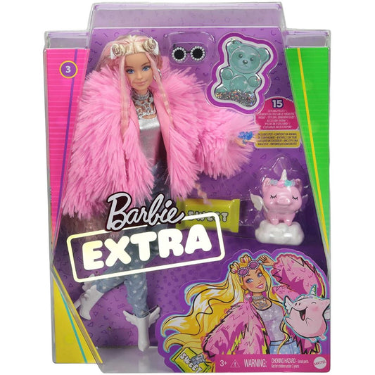 Mattel - Barbie Extra Bambola Snodata con Pelliccia Rosa GRN28 - DarSaGiocattoli